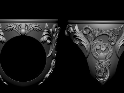 Ring Shank with Filigree and scroll Modelo de Impressão 3D