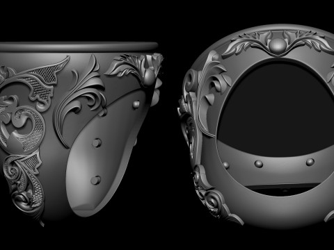 Ring Shank with Filigree and scroll Modelo de Impressão 3D