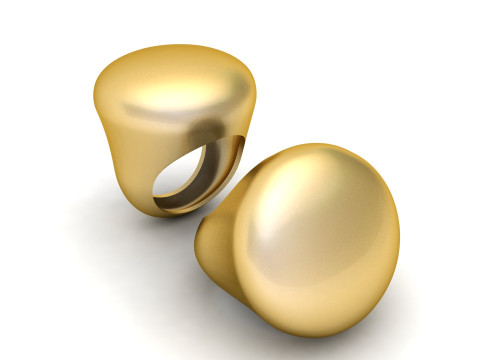 Gold Dome Ring Model Cetak 3D