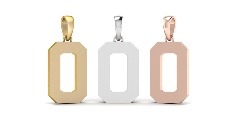 Number 0 Font Plain Gold Pendant 3D Принт Модель .c4d .max .obj .3ds .fbx .stl .blend 