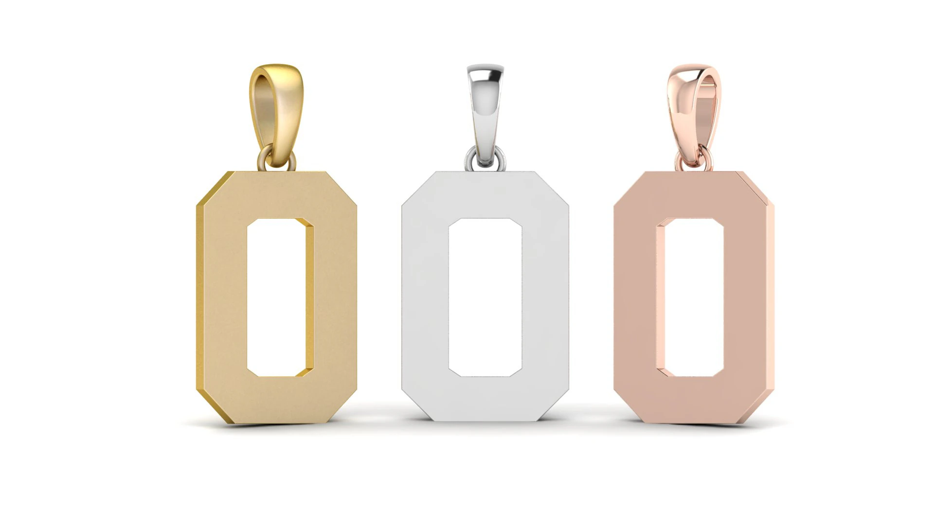 Number 0 Font Plain Gold Pendant 3D Print Model .c4d .max .obj .3ds .fbx .stl .blend
