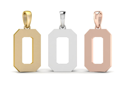Number 0 Font Plain Gold Pendant 3Dプリントモデル