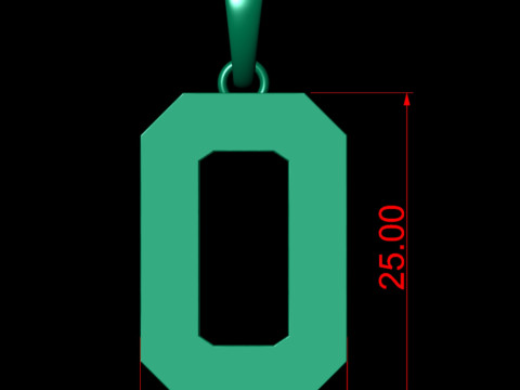 Number 0 Font Plain Gold Pendant 3D Принт Модель