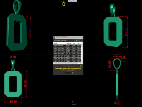 Number 0 Font Plain Gold Pendant 3D Принт Модель