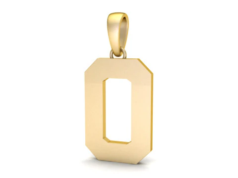 Number 0 Font Plain Gold Pendant 3D Print Model
