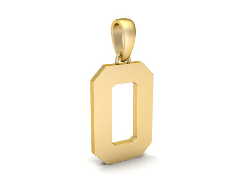Number 0 Font Plain Gold Pendant 3D Print Model