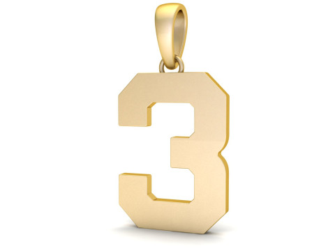 Number 3 Font Plain Gold Pendant Modelo de Impressão 3D
