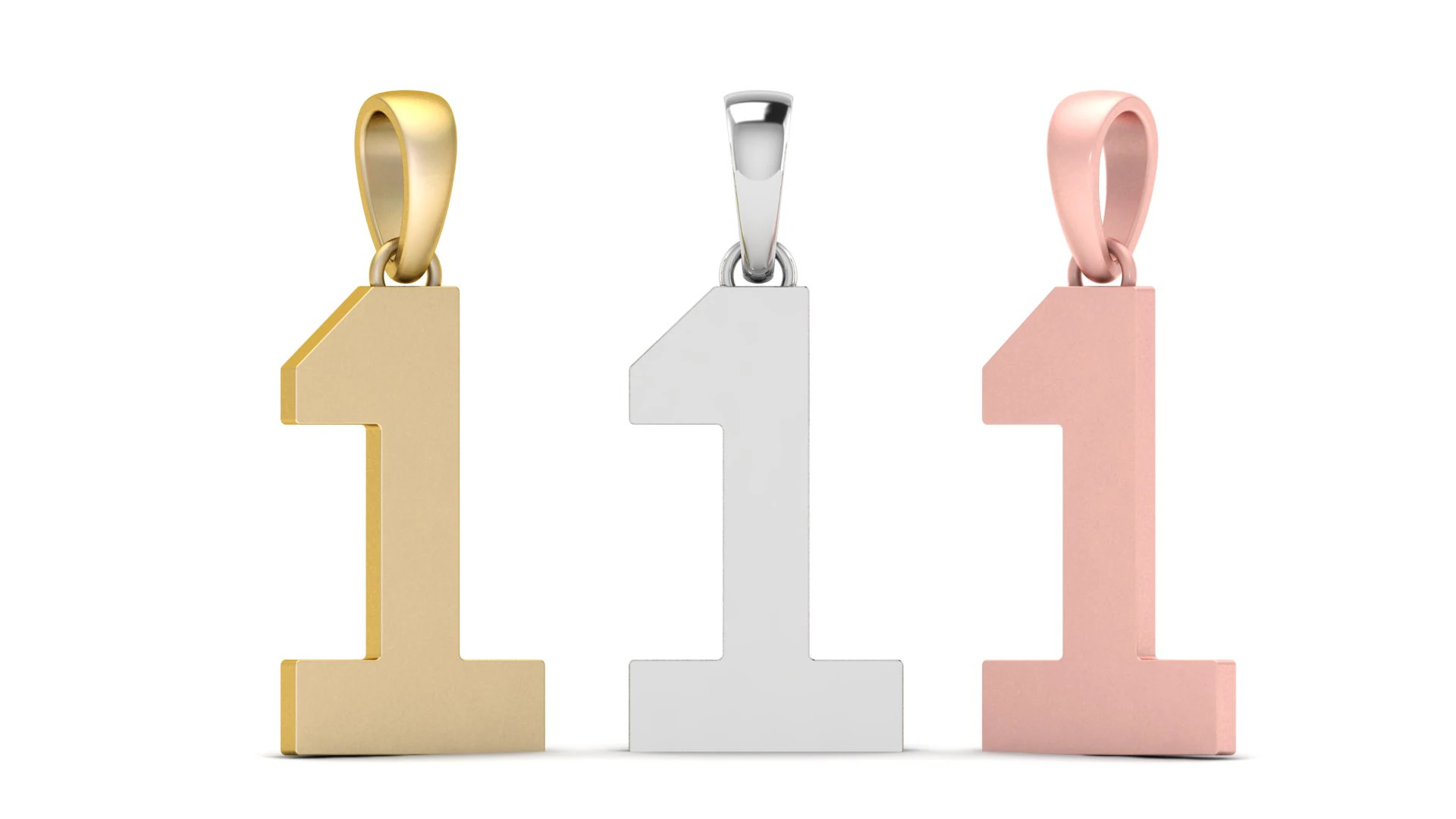 Number 1 Font Plain Gold Pendant 3D Print Model .c4d .max .obj .3ds .fbx .stl .blend 
