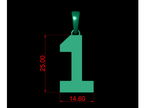Number 1 Font Plain Gold Pendant 3D 프린트 모델