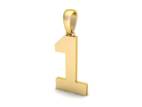 Number 1 Font Plain Gold Pendant 3D Print Model