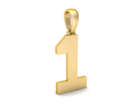 Number 1 Font Plain Gold Pendant 3D Print Model