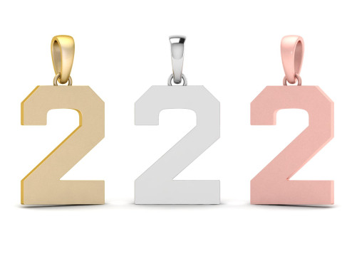Number 2 Font Plain Gold Pendant 3Dプリントモデル