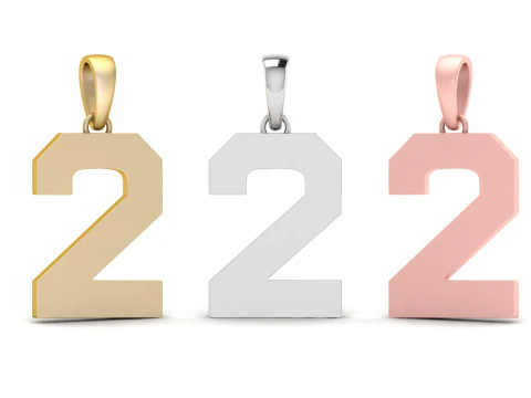 2 Numara Font D&uuml;z Altın Kolye Ucu 3D Baskı Modeli