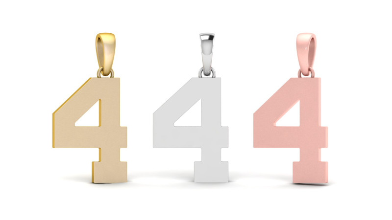 Number 4 Font Plain Gold Pendant 3D 打印模型 .c4d .max .obj .3ds .fbx .stl .blend