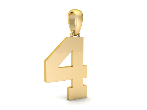 Number 4 Font Plain Gold Pendant 3D 打印模型