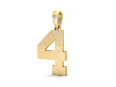Number 4 Font Plain Gold Pendant 3D 打印模型