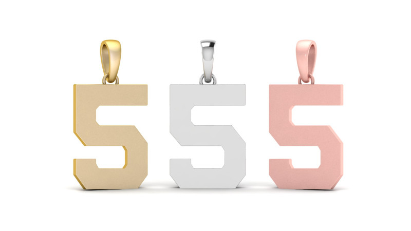 Number 5 Font Plain Gold Pendant Modelo de Impressão 3D .c4d .max .obj .3ds .fbx .stl .blend