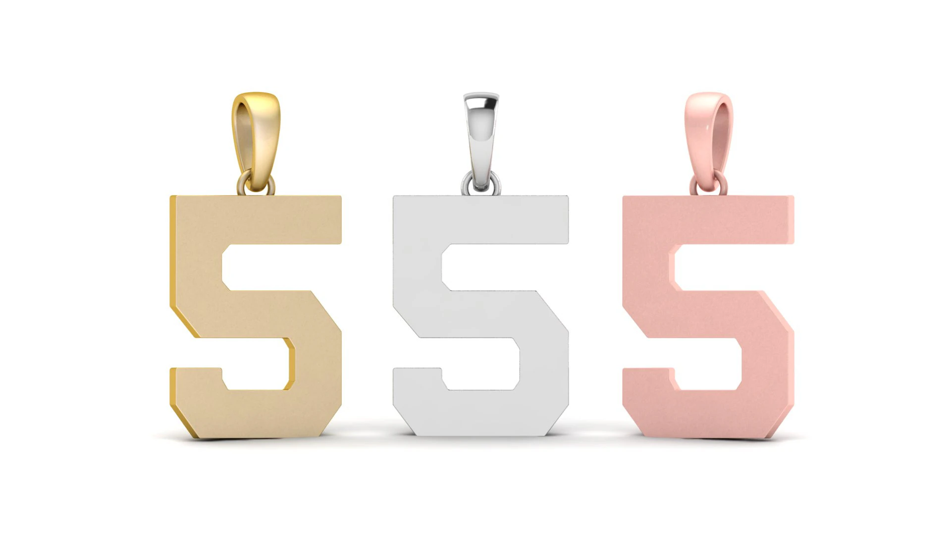 Number 5 Font Plain Gold Pendant 3D Print Model .c4d .max .obj .3ds .fbx .stl .blend 
