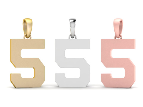 Number 5 Font Plain Gold Pendant 3Dプリントモデル