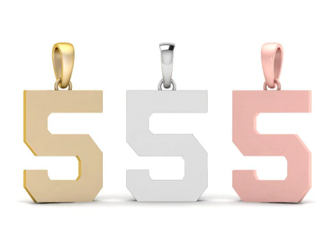 5 Numara Font D&uuml;z Altın Kolye Ucu 3D Baskı Modeli