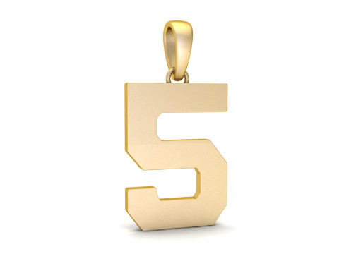 Number 5 Font Plain Gold Pendant 3Dプリントモデル