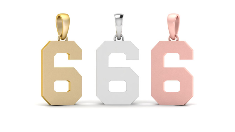 Number 6 Font Plain Gold Pendant 3D-Druckmodell .c4d .max .obj .3ds .fbx .stl .blend