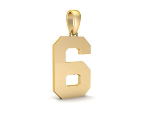 Number 6 Font Plain Gold Pendant 3D-Druckmodell