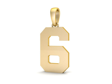 Number 6 Font Plain Gold Pendant 3D-Druckmodell