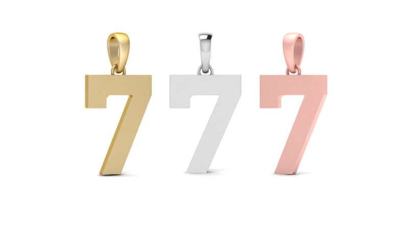 Number 7 Font Plain Gold Pendant Modelo de impresión 3D .c4d .max .obj .3ds .fbx .stl .blend