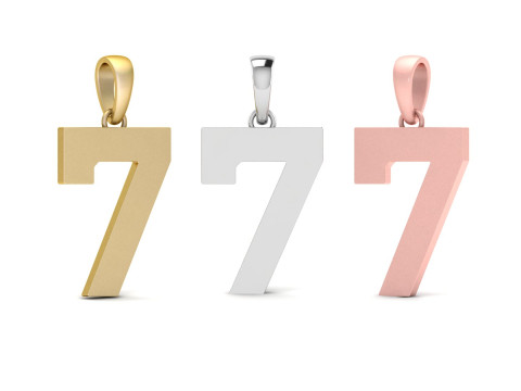 Number 7 Font Plain Gold Pendant 3D प्रिंट मॉडल