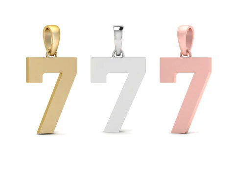 7 Numara Font D&uuml;z Altın Kolye Ucu 3D Baskı Modeli