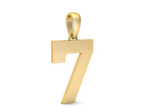 Number 7 Font Plain Gold Pendant 3D Print Model