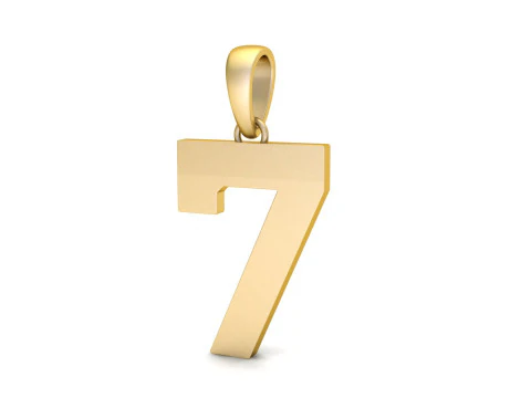 Number 7 Font Plain Gold Pendant 3D Print Model