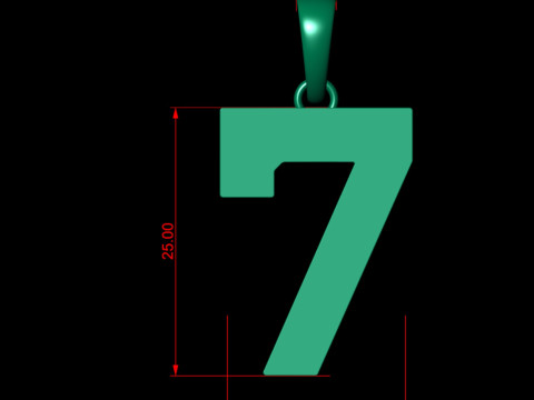Number 7 Font Plain Gold Pendant Modelo de impresión 3D