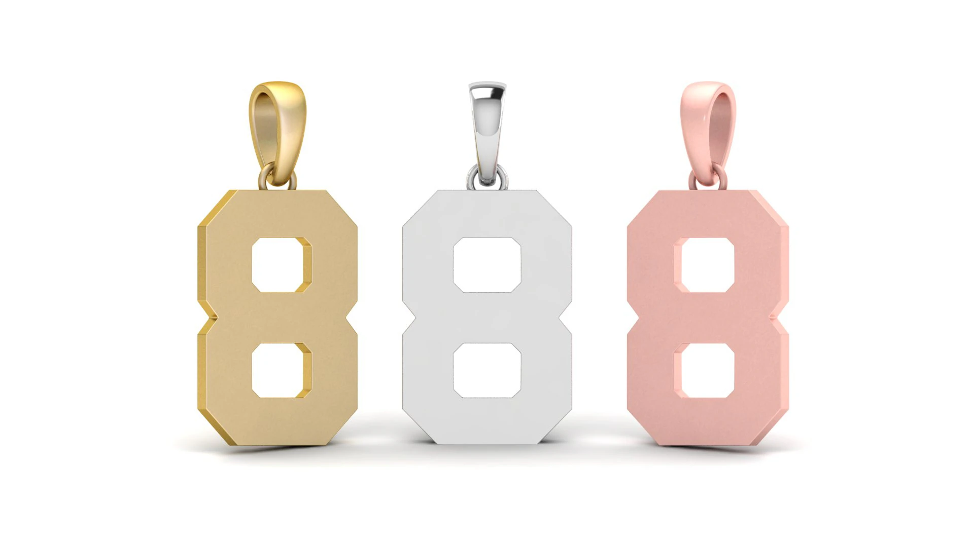 Number 8 Font Plain Gold Pendant 3D Print Model .c4d .max .obj .3ds .fbx .stl .blend 