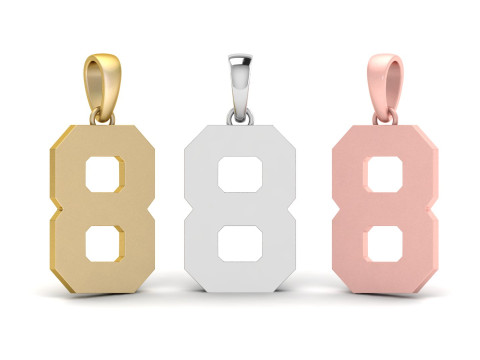 Number 8 Font Plain Gold Pendant Modèles 3D en vedette
