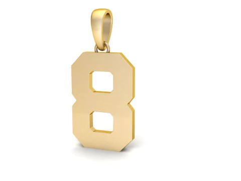 Number 8 Font Plain Gold Pendant 3D Print Model