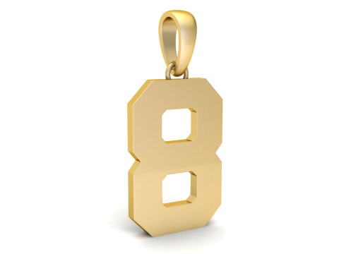 Number 8 Font Plain Gold Pendant 3D-printmodel