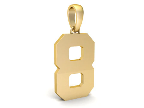Number 8 Font Plain Gold Pendant 3D Print Model