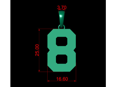 Number 8 Font Plain Gold Pendant 3D-printmodel