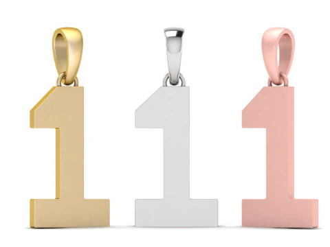 HipHop Numbers Plain Gold Pendant 3D Print Model