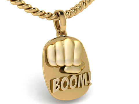 Ciondolo Punch Boom in oro Modello di stampa 3D