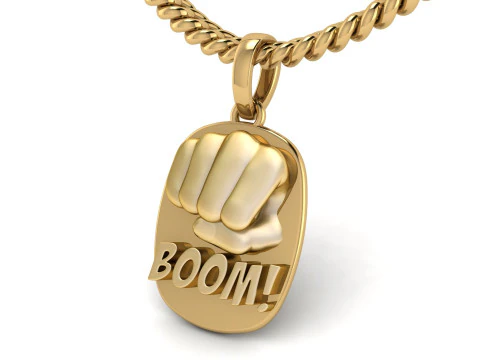Gold Punch Boom Pendant 3D Print Model