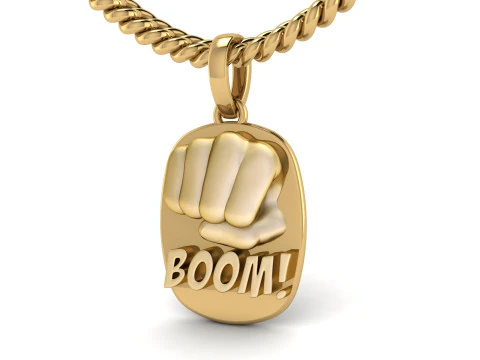 Gold Punch Boom Pendant 3D Print Model