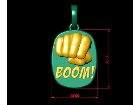 Gold Punch Boom Pendant 3D Print Model