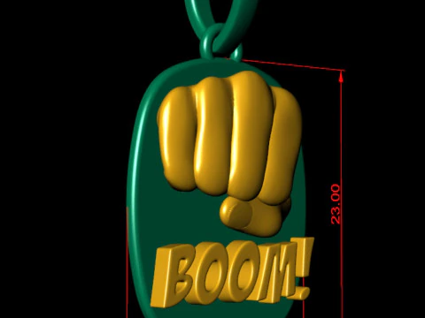 Gold Punch Boom Pendant 3D Print Model