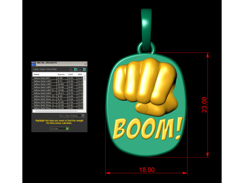 Gold Punch Boom Pendant 3D 프린트 모델
