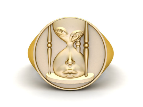 Gold Face Clock Ring 3D printmodel
