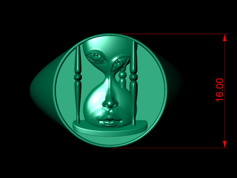 Gold Face Clock Ring 3D printmodel