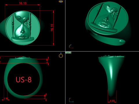 Gold Face Clock Ring 3D printmodel